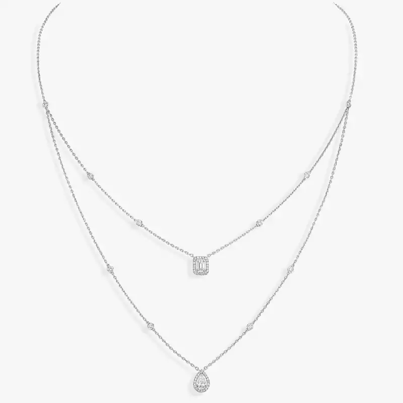 Collier Femme Or Blanc Diamant My Twin 2 Rangs 06506-WG