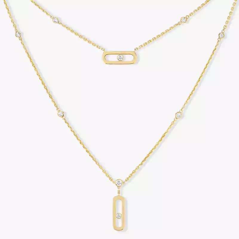 Move Uno 2 Rows  Yellow Gold For Her Diamond Necklace 08852-YG