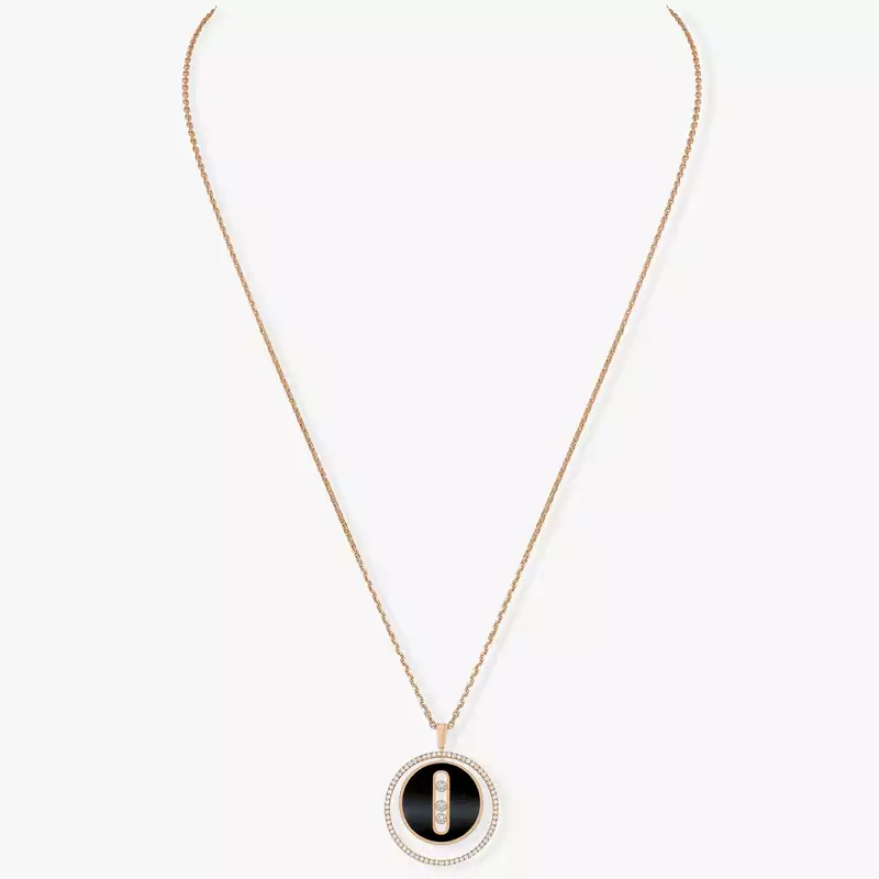 Collier Femme Or Rose Diamant Lucky Move MM Onyx Or Rose 10838-PG