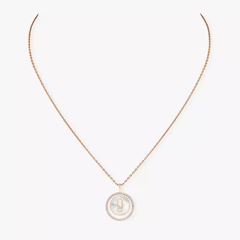 White Mother-of-Pearl Lucky Move SM Necklace Pink Gold For Her Diamond Necklace 11650-PG