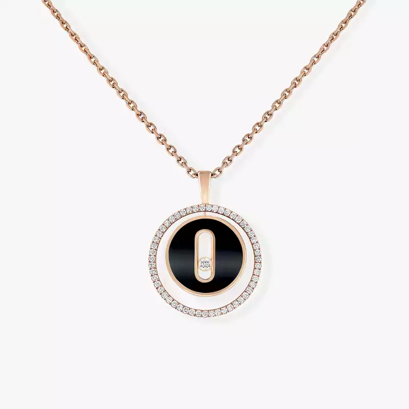 Lucky Move SM Onyx Necklace Pink Gold For Her Diamond Necklace 12317-PG