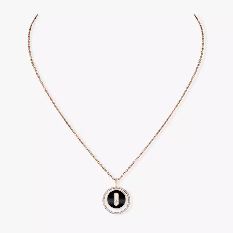 Lucky Move SM Onyx Necklace Pink Gold For Her Diamond Necklace 12317-PG
