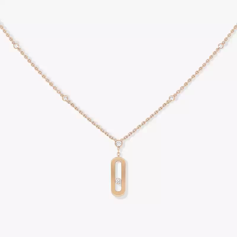 Long Move Uno Pink Gold For Her Diamond Necklace 10111-PG