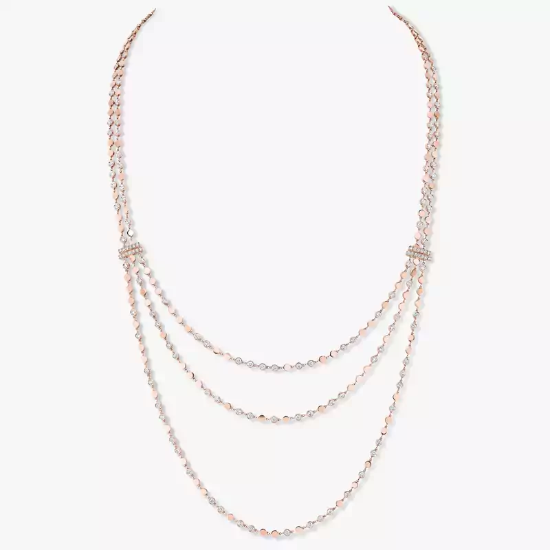 Collier Femme Or Rose Diamond Collier Long D-Vibes Multi Rangs 12435-PG