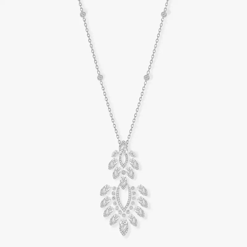 Collier Femme Or Blanc Diamond Sautoir Desert Bloom 07358-WG