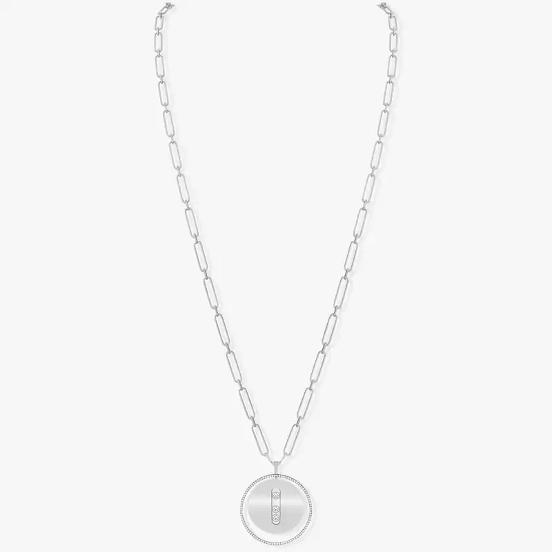 Necklace For Her White Gold Diamond Lucky Move Long Necklace LM 10126-WG