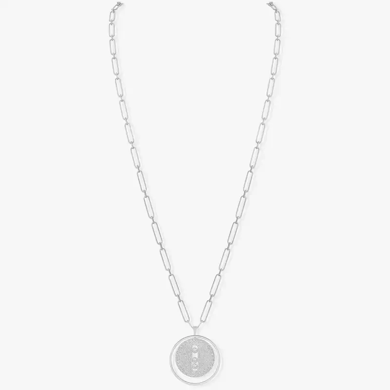 Collier Femme Or Blanc Diamond Sautoir Lucky Move GM Pavé 10127-WG