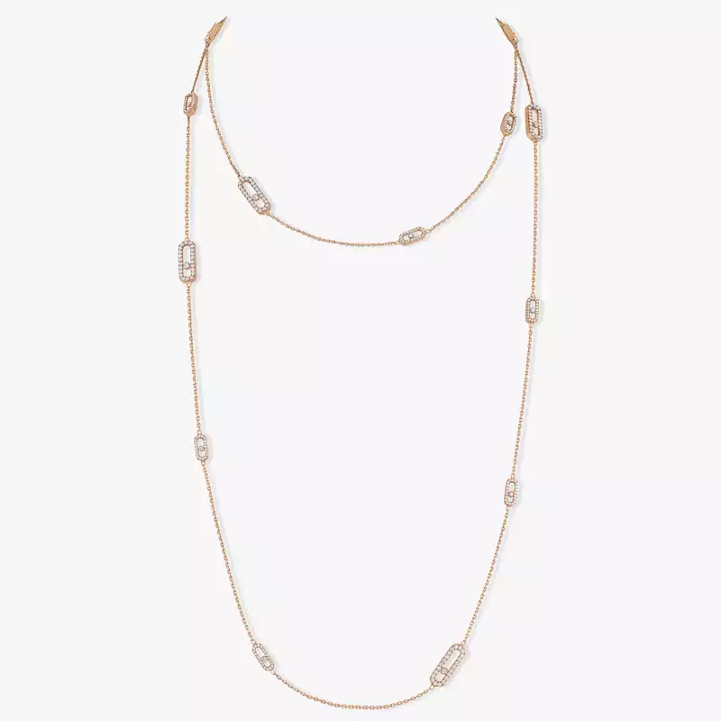 Necklace For Her Pink Gold Diamond Move Uno Long Necklace 11324-PG