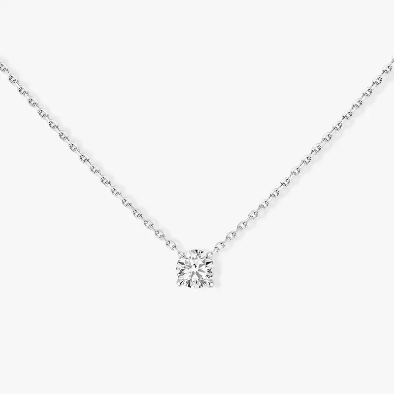 Solitaire Brilliant Cut  White Gold For Her Diamond Necklace 08571-WG