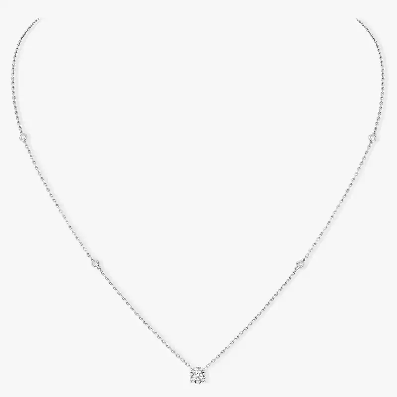 Solitaire Brilliant Cut  White Gold For Her Diamond Necklace 08571-WG