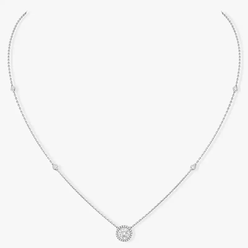 M-Love Solitaire Brilliant Cut  White Gold For Her Diamond Necklace 08611-WG