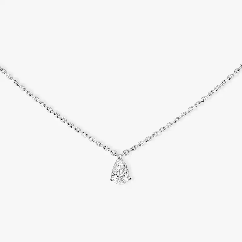 Solitaire Pear Cut  White Gold For Her Diamond Necklace 08017-WG