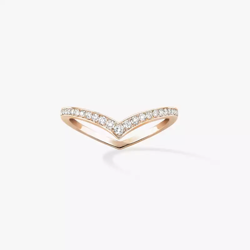 Bague Femme Or Rose Diamant Alliance Fiery Pavée 12088-PG