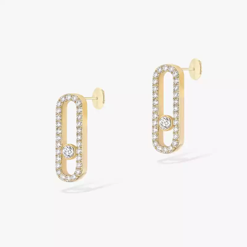 Move Uno Diamond Pavé Earrings Yellow Gold For Her Diamond Earrings 12183-YG