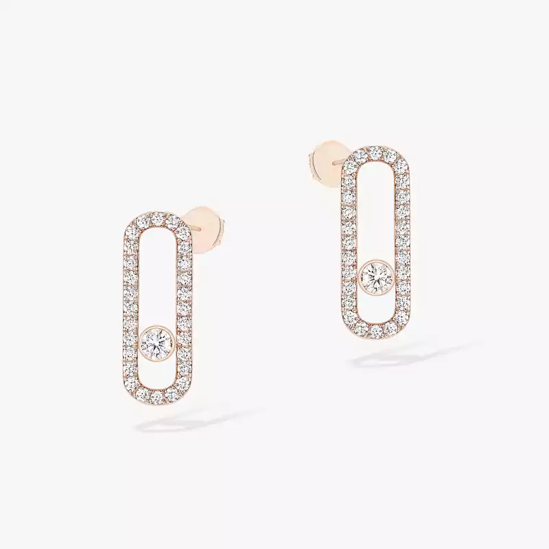 Move Uno Diamond Pavé Earrings Pink Gold For Her Diamond Earrings 12183-PG
