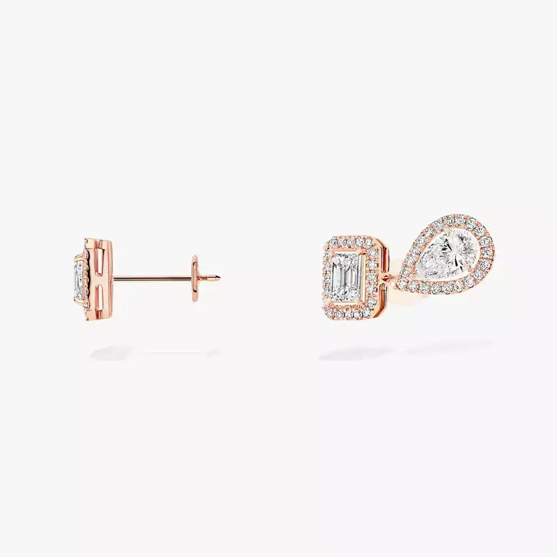 Boucles d'oreilles Femme Or Rose Diamant My Twin 1+2 0,20ct x3 12886-PG