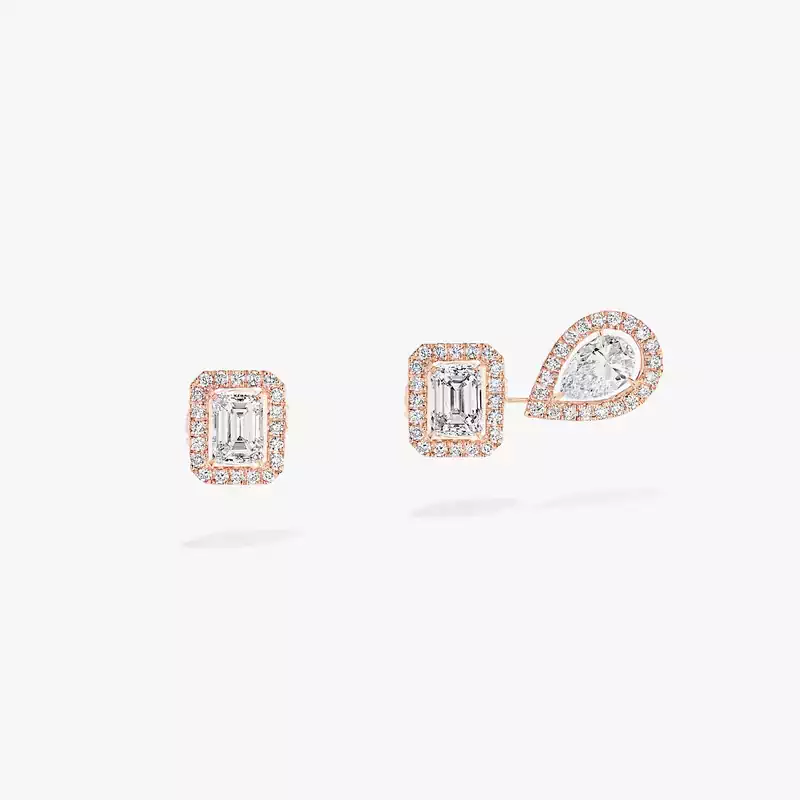 Boucles d'oreilles Femme Or Rose Diamant My Twin 1+2 0,20ct x3 12886-PG