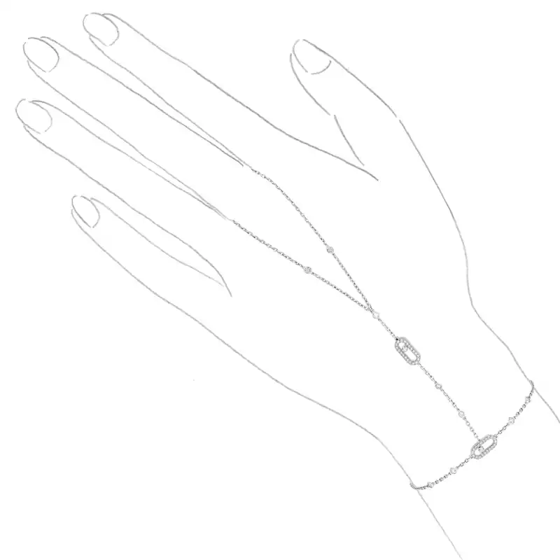 Bracelet Femme Or Blanc Diamant Bracelet de Main Move Uno 12021-WG