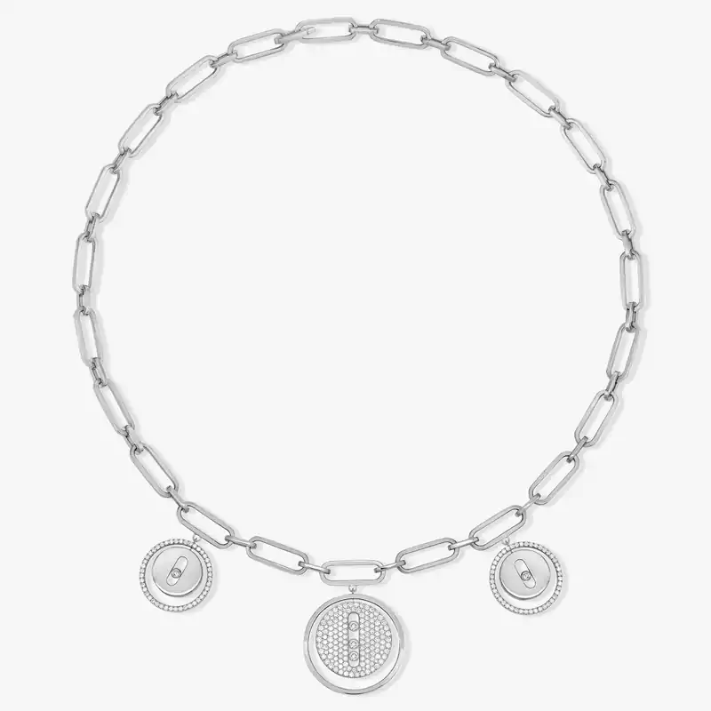 Lucky Move Charms Choker White Gold For Her Diamond Necklace 11972-WG