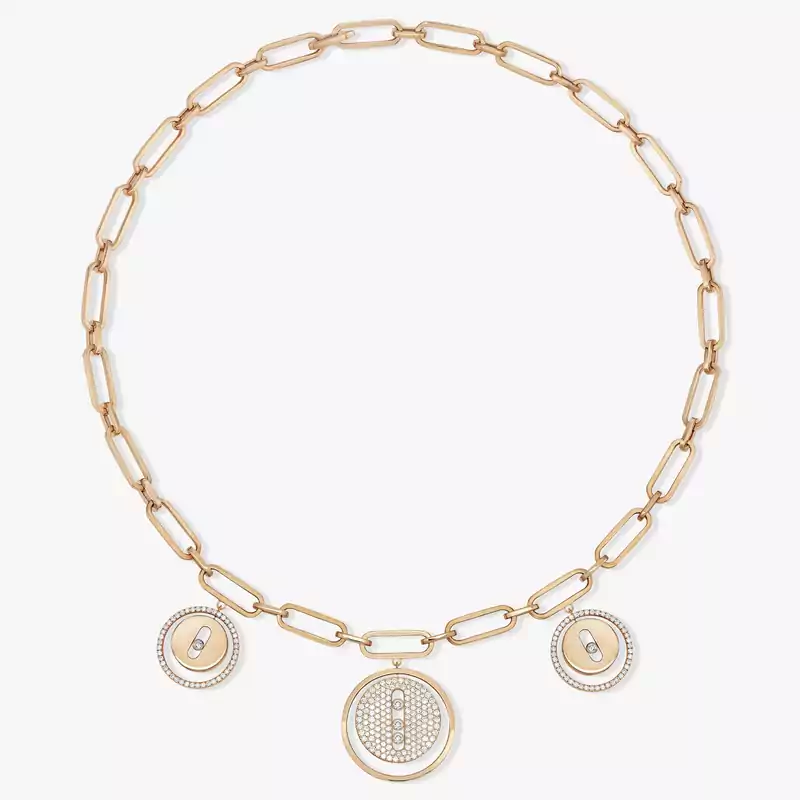 Collier Femme Or Rose Diamant Choker Lucky Move Charms 11972-PG