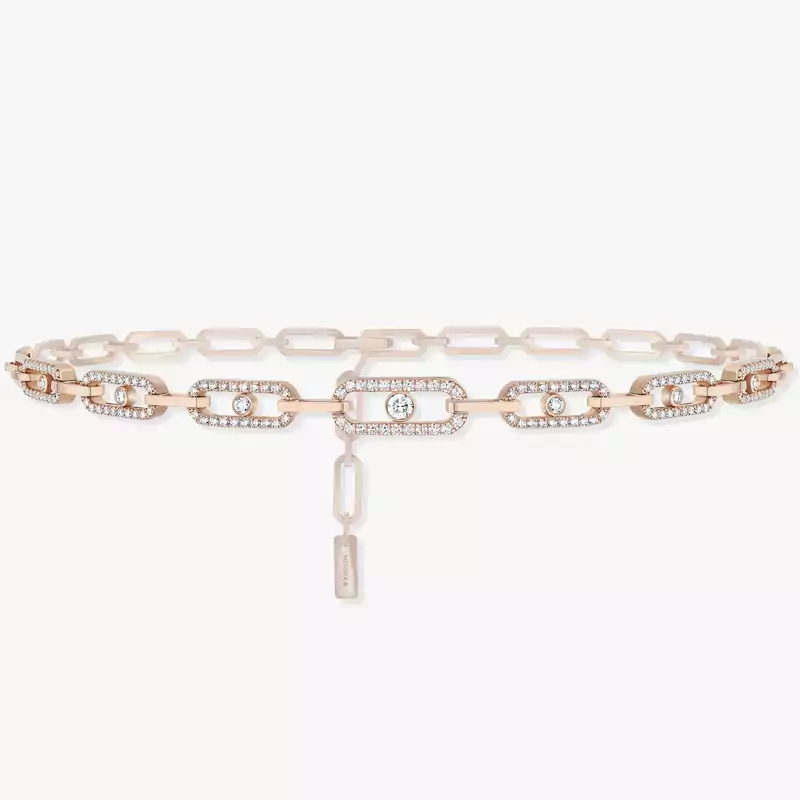 Move Link Multi Choker Pink Gold For Her Diamond Necklace 12010-PG