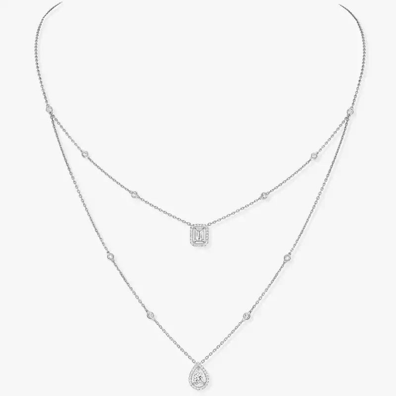 Collier Femme Or Blanc Diamant My Twin 2 Rangs 0,40ct x2 12966-WG