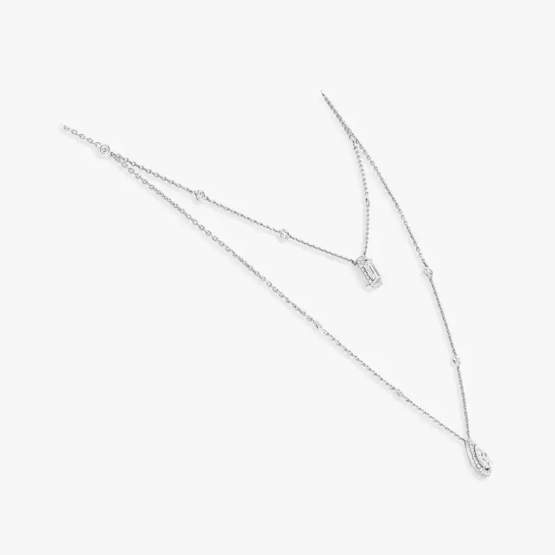 Collier Femme Or Blanc Diamant My Twin 2 Rangs 0,40ct x2 12966-WG