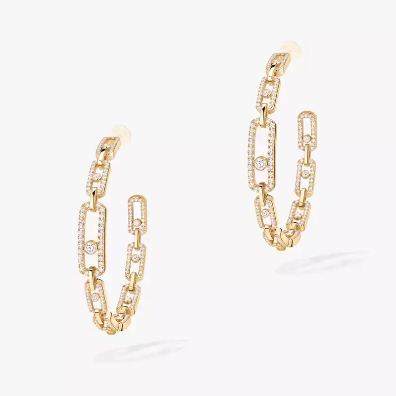 Move Link MM Hoop Earrings Yellow Gold For Her Diamond Earrings 12362-YG