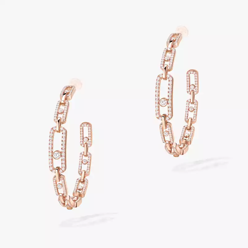 イヤリング 女性への ピンクゴールド ダイヤモンド  《ムーヴ リンク》クレオール MM 12362-PG