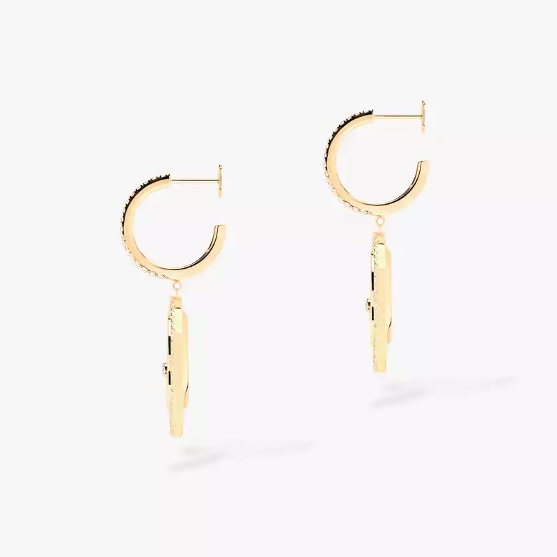 Lucky Move SM Malachite Yellow Gold For Her Diamond Earrings 12965-YG