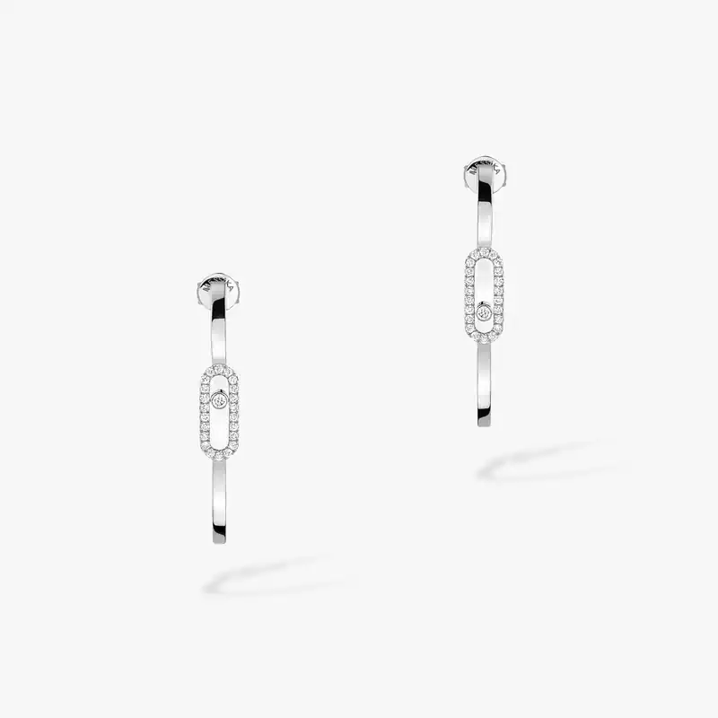 Move Uno Small Hoop Earrings White Gold For Her Diamond Earrings 12485-WG