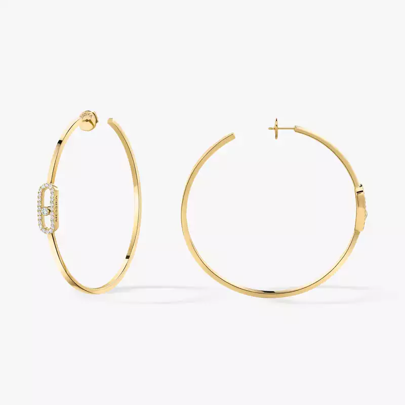 Boucles d'oreilles Femme Or Jaune Diamant Créoles Move Uno GM 12468-YG