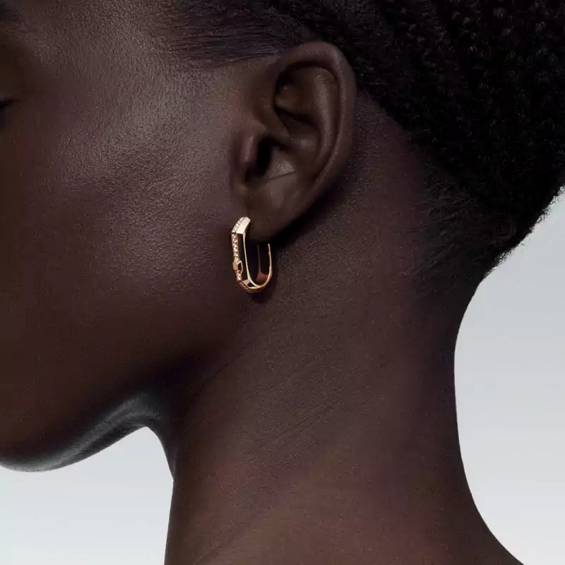 Pendiente individual de aro Moderniste con pavé PM