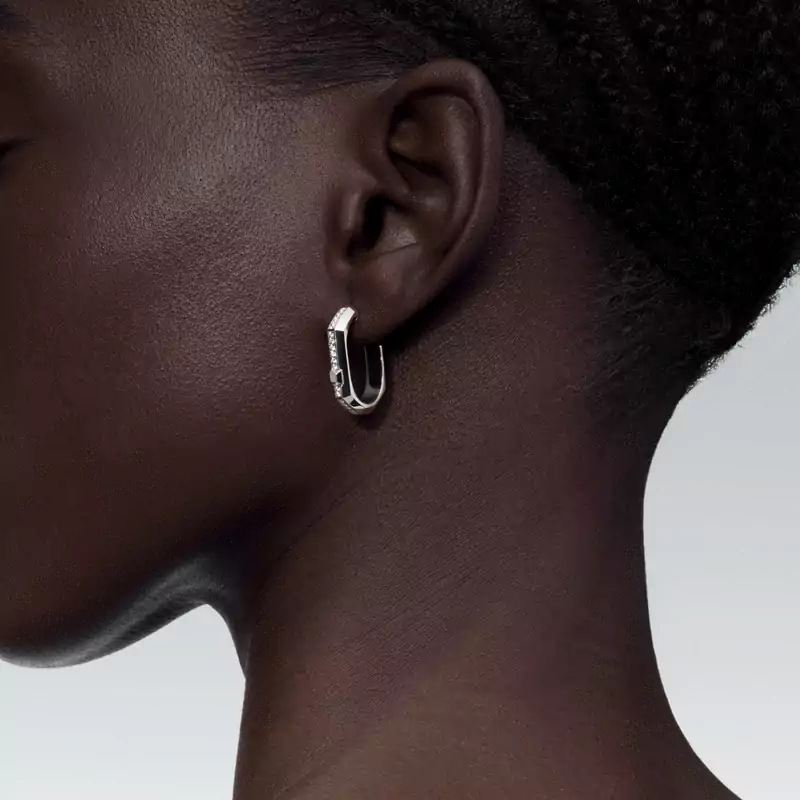 Moderniste single pavé hoop earring small