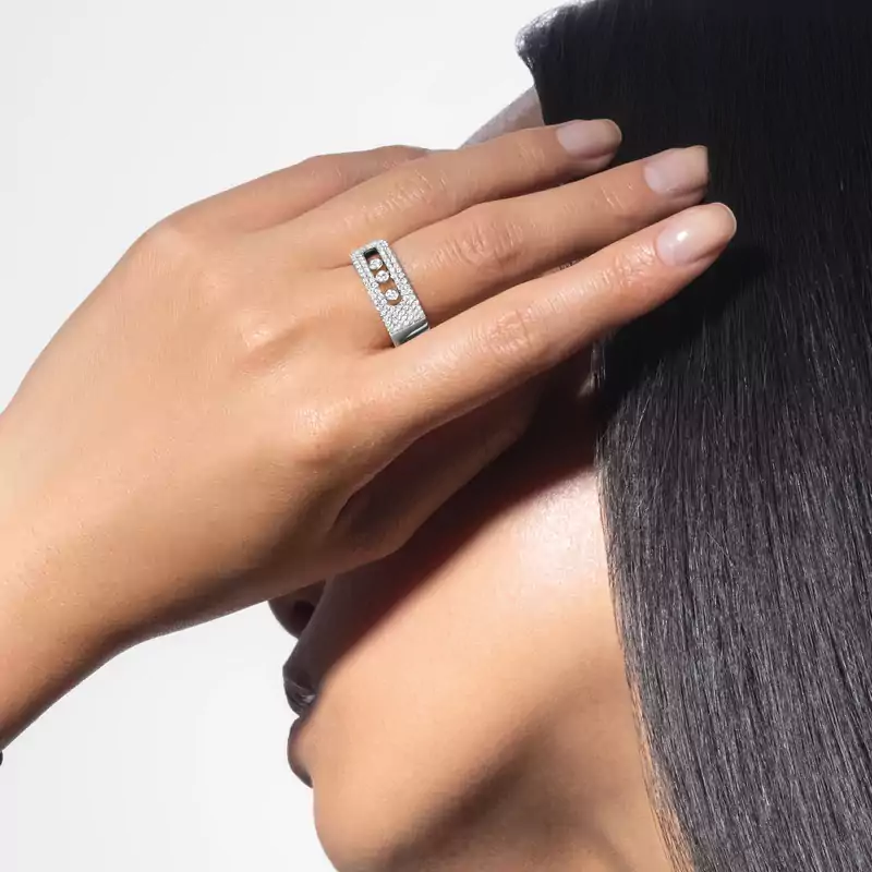 Move Noa pavé ring large White Gold For Her Diamond Ring 10102-WG