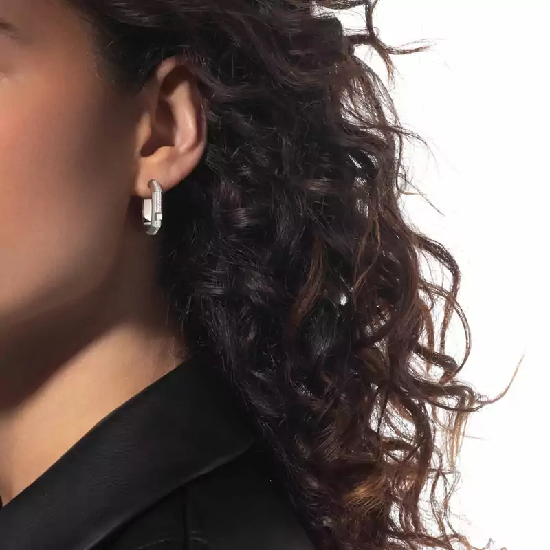 Moderniste pavé single hoop earring SM