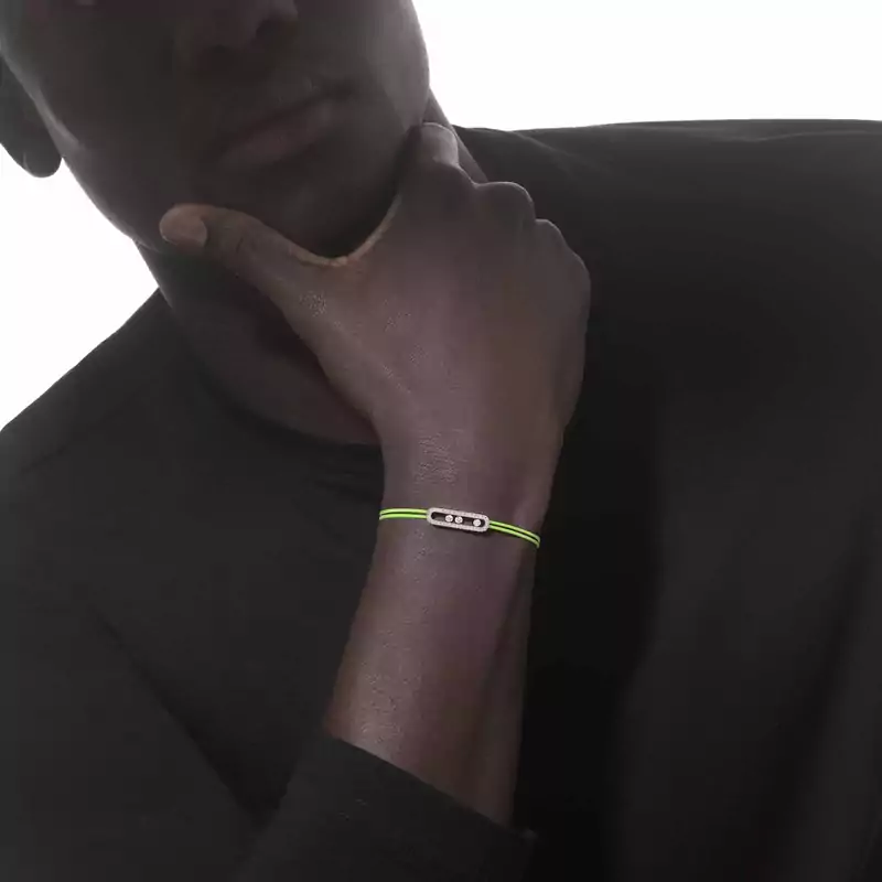 Bracelet Femme Or Blanc Diamant Cordon Messika CARE(S) Jaune Pavé 14655-WG