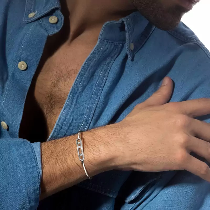 Move pavé thin bracelet White Gold For Her Diamond Bracelet 05032-WG