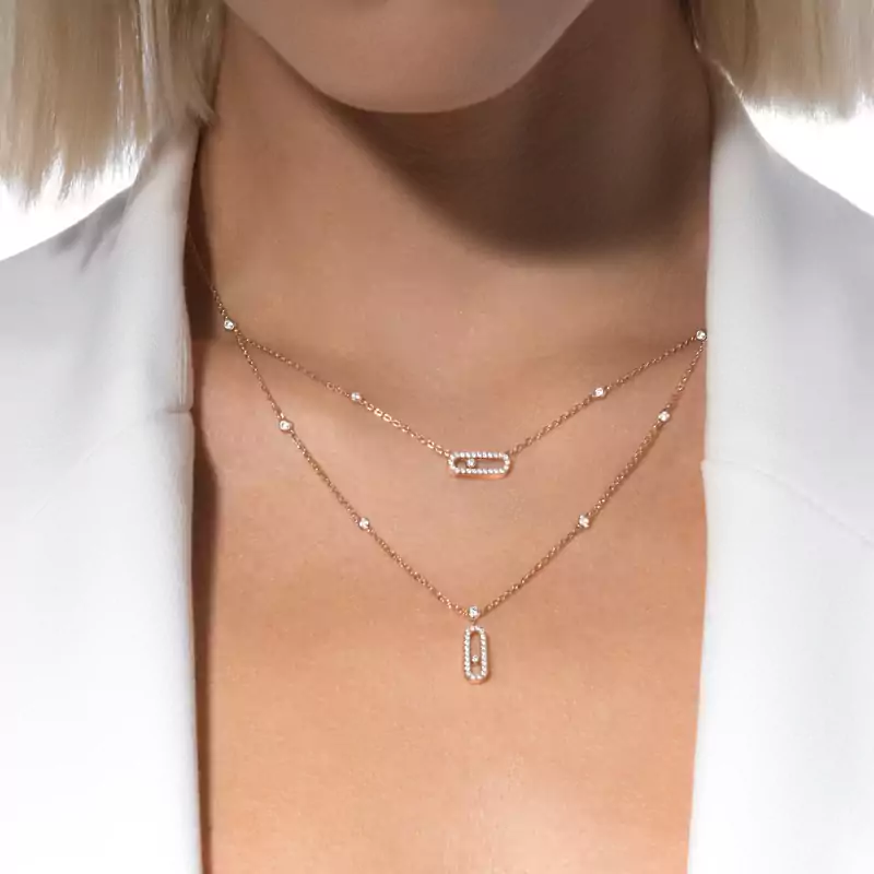 Move Uno two-row pavé necklace