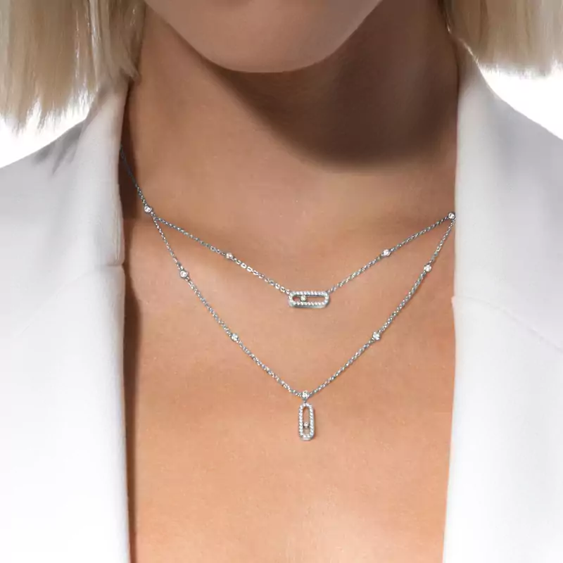 Move Uno two-row pavé necklace