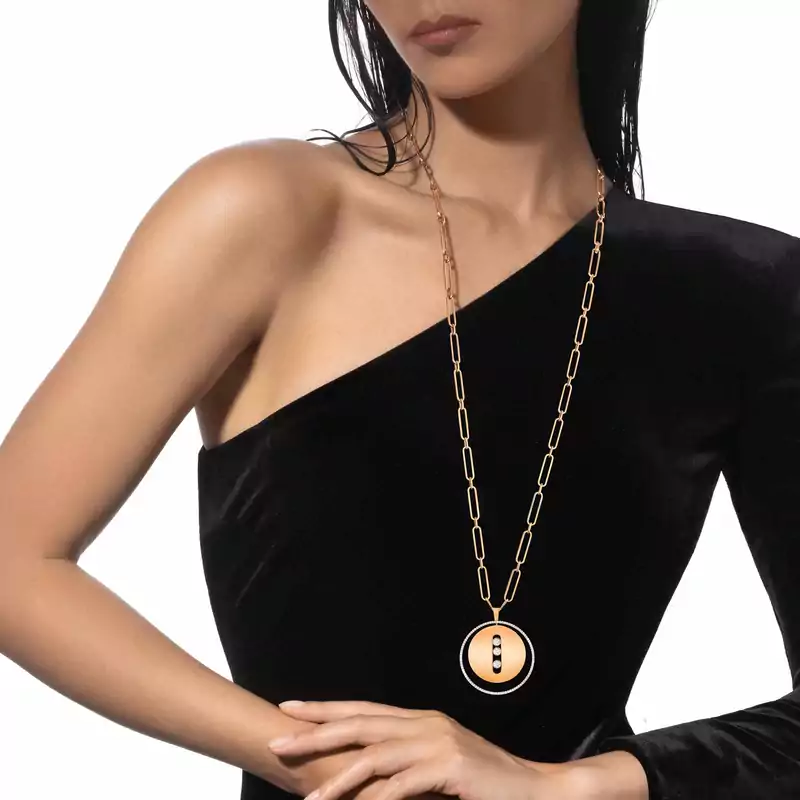 Collier Femme Or Rose Diamant Sautoir Lucky Move GM 10126-PG