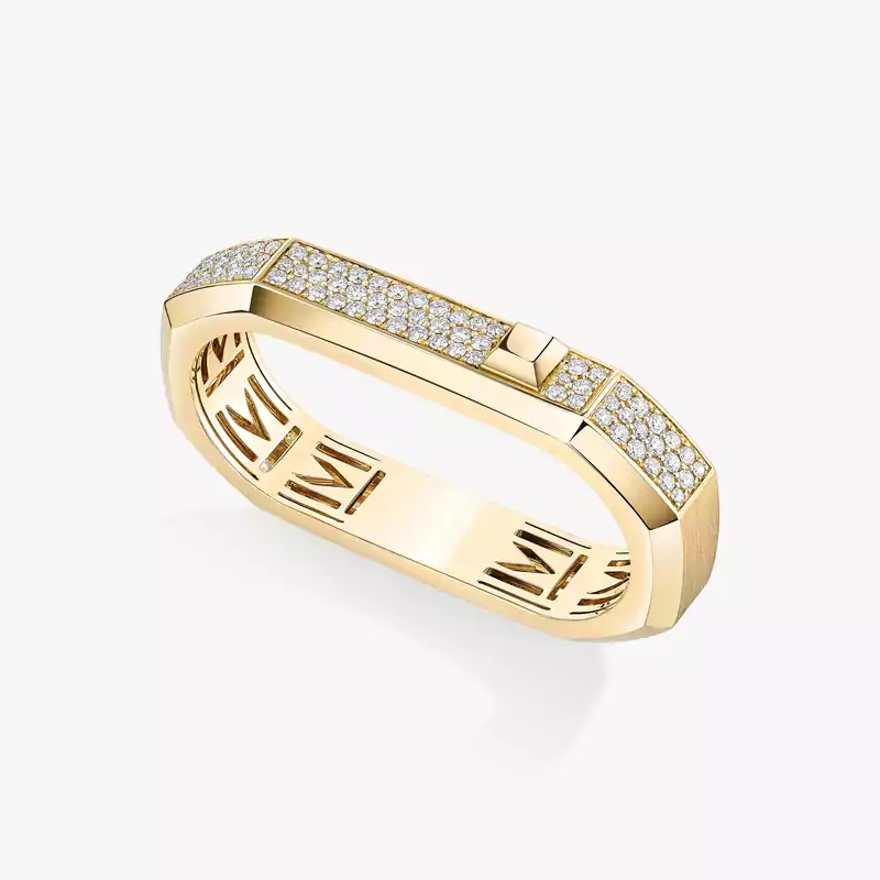 Moderniste pavé two-finger ring