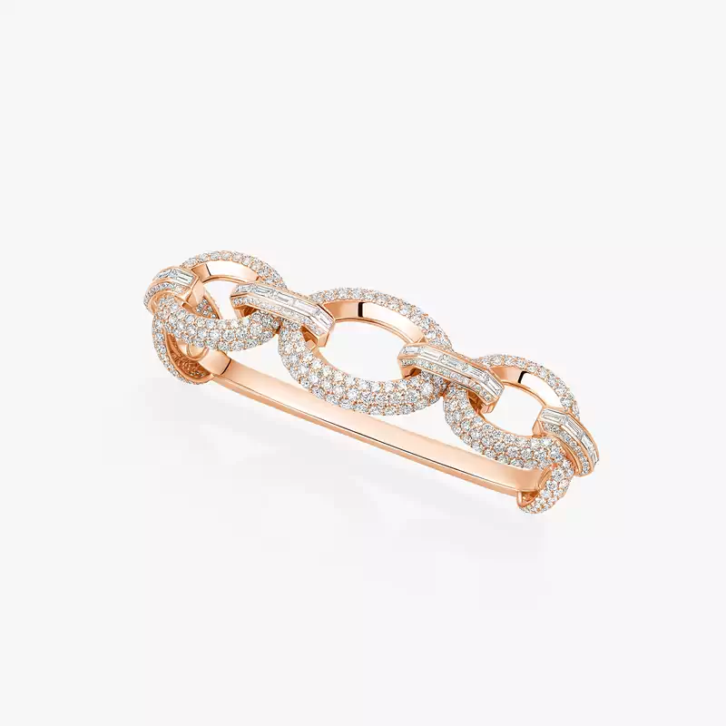 Bague Femme Or Rose Diamant Groove 3 doigts 13499-PG