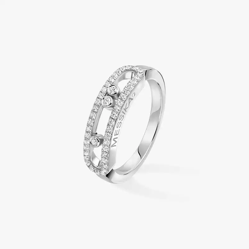 Bague Femme Or Blanc Diamant Baby Move Pavée 04683-WG