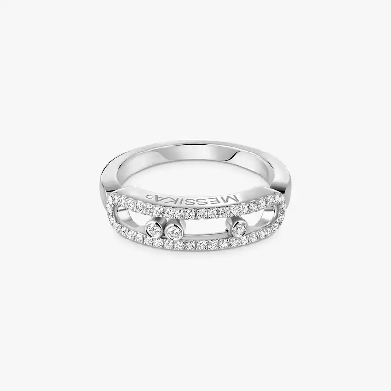 Bague Femme Or Blanc Diamant Baby Move Pavée 04683-WG