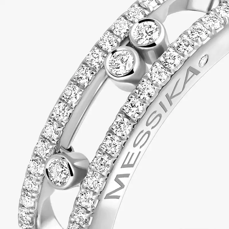 Bague Femme Or Blanc Diamant Baby Move Pavée 04683-WG
