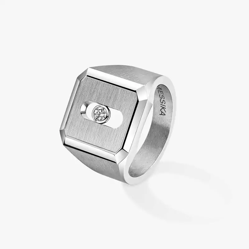 Bague Homme Titane Naturel Diamant Chevalière Move Titanium Naturel 13771-TN