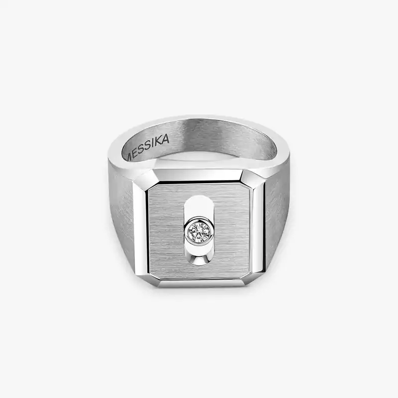 Bague Homme Titane Naturel Diamant Chevalière Move Titanium Naturel 13771-TN