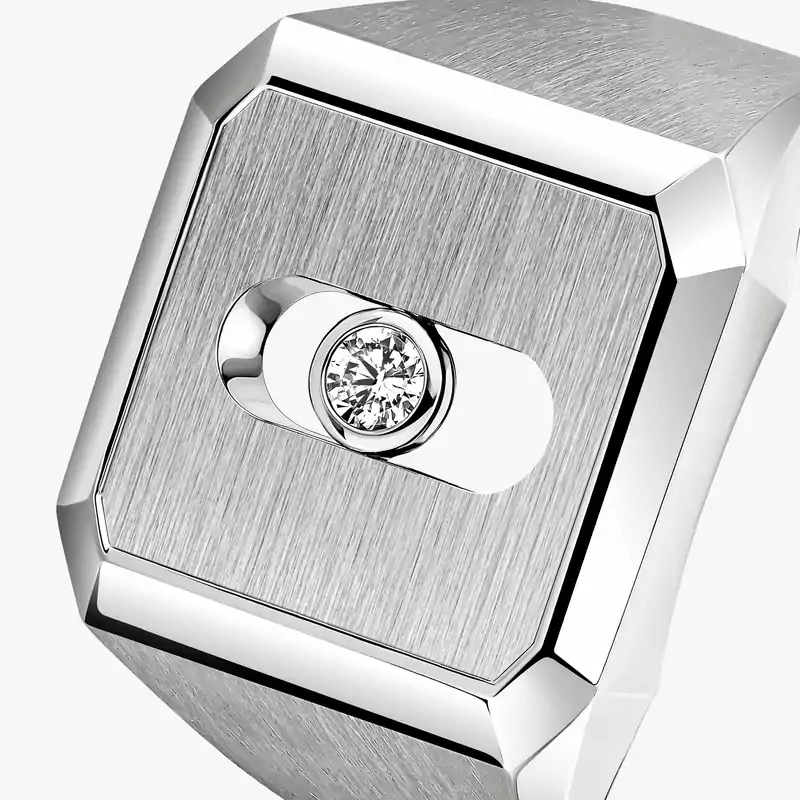 Bague Homme Titane Naturel Diamant Chevalière Move Titanium Naturel 13771-TN