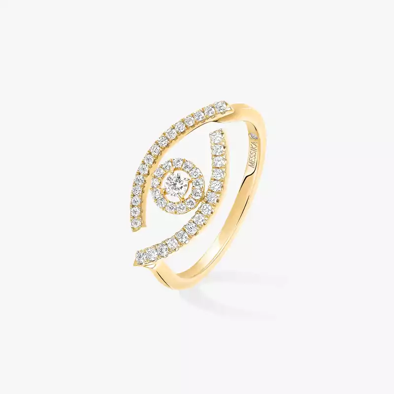 Bague Femme Or Jaune Diamant Lucky Eye Pavée 10037-YG